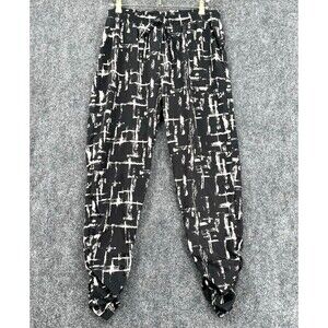 Vintage Y2K Wet Seal Ruched Ankle Pants Black White Pull Up Emo Grunge Punk Sz L